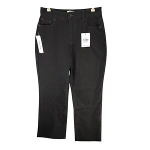 Princess Polly Henesey Raw Hem Jeans Women 8 Black High Rise Straight Leg PP-DNM